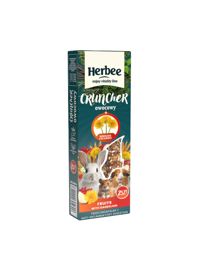 HERBEE cruncher dla gryzoni i królików 115g owocowy z mniszkiem lekarskim