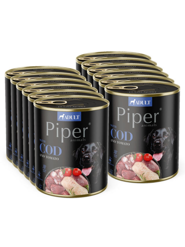 DOLINA NOTECI Piper dla psa z dorszem i pomidorem 12x800g