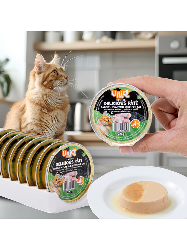 UNIQ PETS KARMA MOKRA DLA KOTA ROYAL RABBIT pasztecik z królika z nasionami babki lancetowatej 30 g x 8 szt