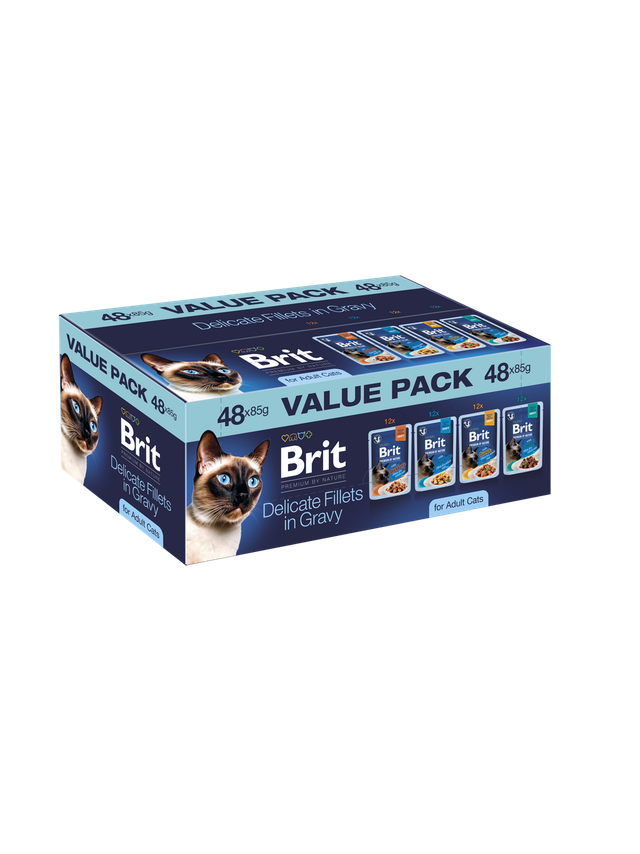 Brit Premium by Nature Value Pack for Adult Cats 48x85g (Delicate Fillets in Gravy)