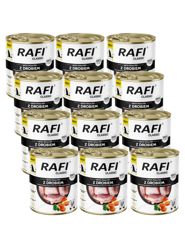 DOLINA NOTECI Mokra karma dla psa Rafi Classic z drobiem 12x800g