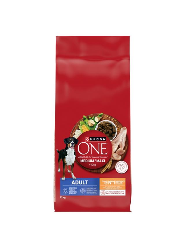 PURINA ONE Adult Medium/Maxi Karma dla dorosłych psów bogata w kurczaka z ryżem 12 kg