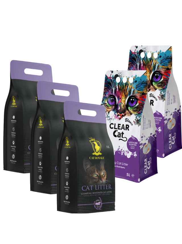 Żwirek Bentonitowy Lawendowy 25l (5x5l Clear Cat, Cat Royale)