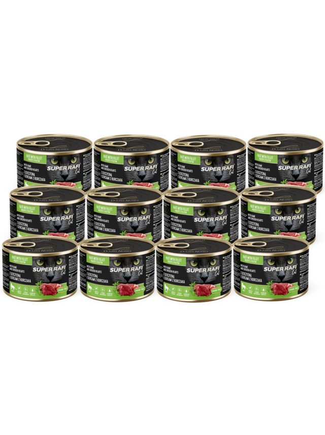 DOLINA NOTECI Super Rafi Cat P&F z dziczyzną i sercami z kurczaka 12x185g