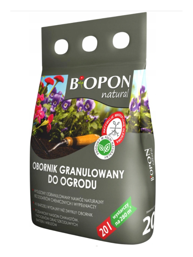 BIOPON NATURAL obornik granulowany do ogrodu 20L
