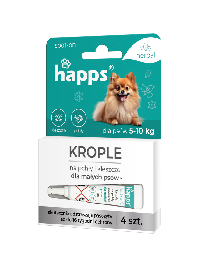 HAPPS Herbal - krople na pchły i kleszcze dla małych psów 5-10kg