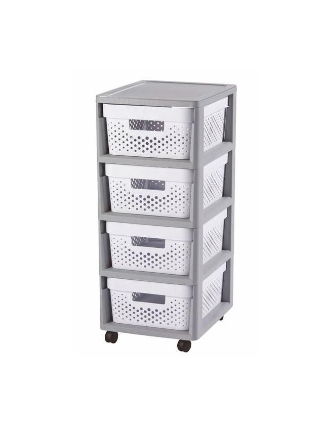 Curver Regał ażurowy Infinity 4x11 L szaro-biały
