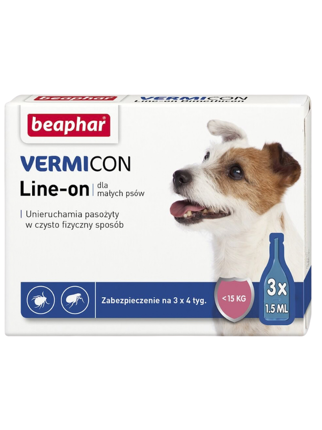 Beaphar VERMICON Line-on Pies S poniżej 15kg (pipeta 3 x 1,5ml)