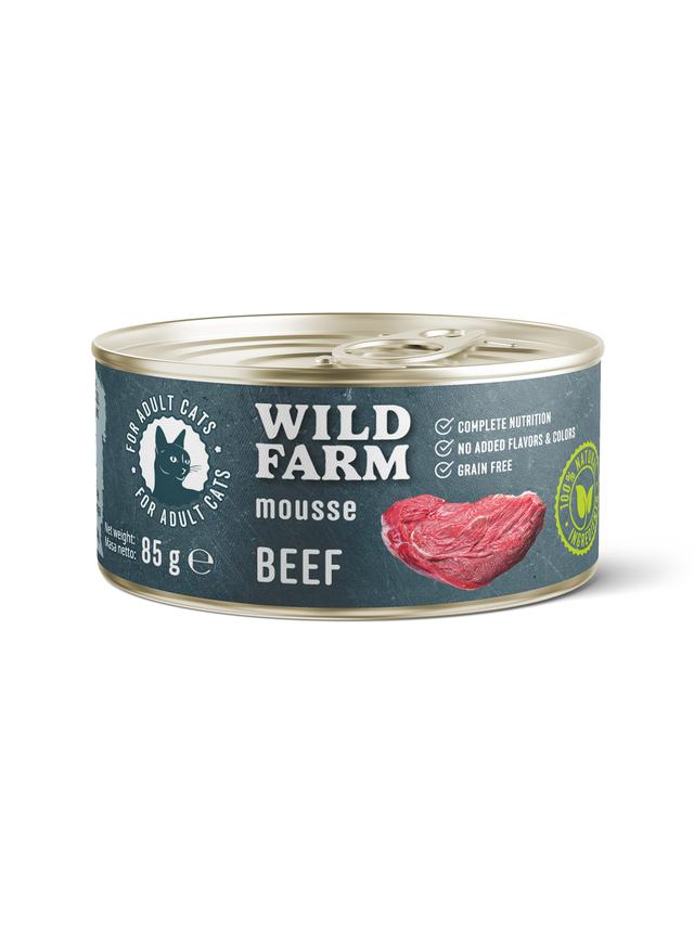 WILD FARM Mousse Beef 85g - bezzbożowy mus dla kota