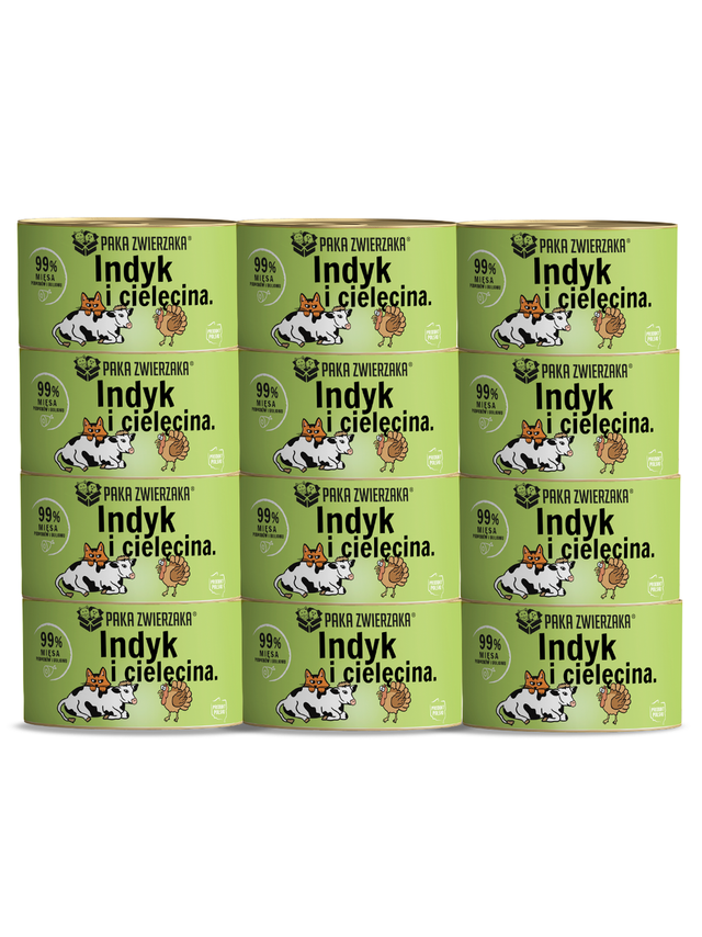 Paka Zwierzaka- karma mokra Indyk i cielęcina 12x200g