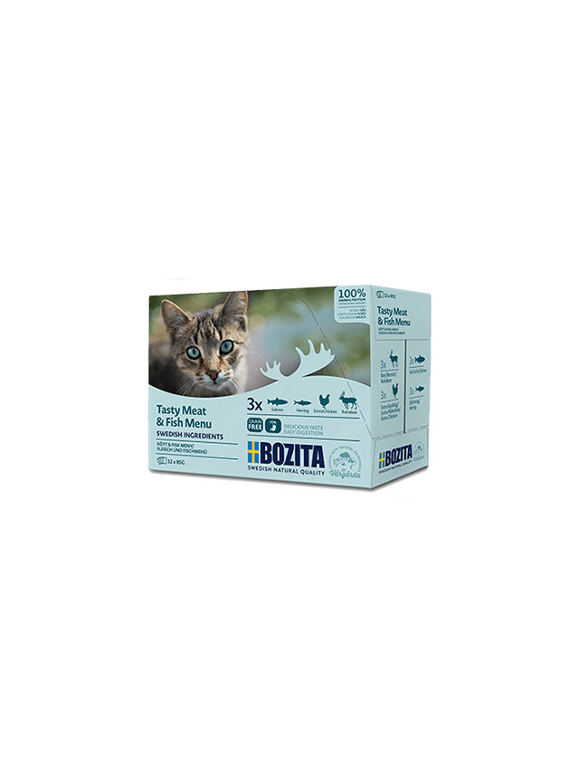 BOZITA Multibox mięsne i rybne kawałki w sosie (mix 12 saszetek 85g)