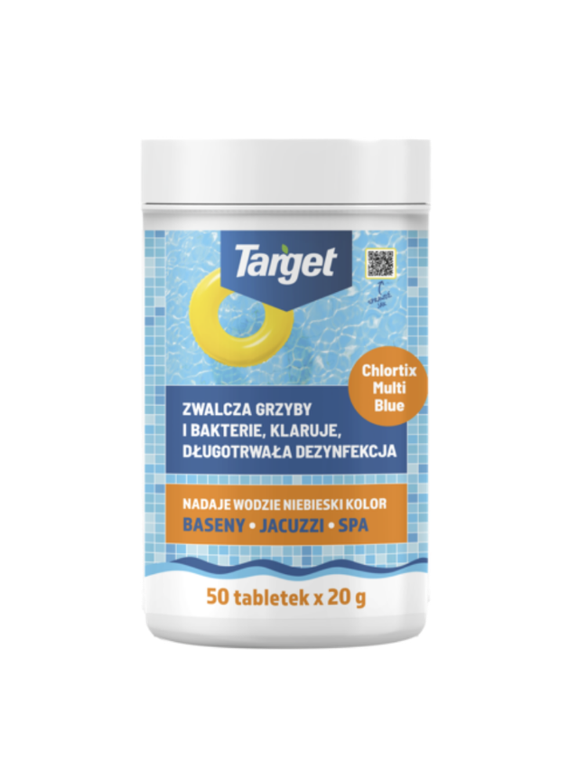 CHLORTIX MULTI BLUE - ZWALCZA GLONY I DEZYNFEKUJE WODĘ BASENOWĄ 1 KG (50 X 20 GR)