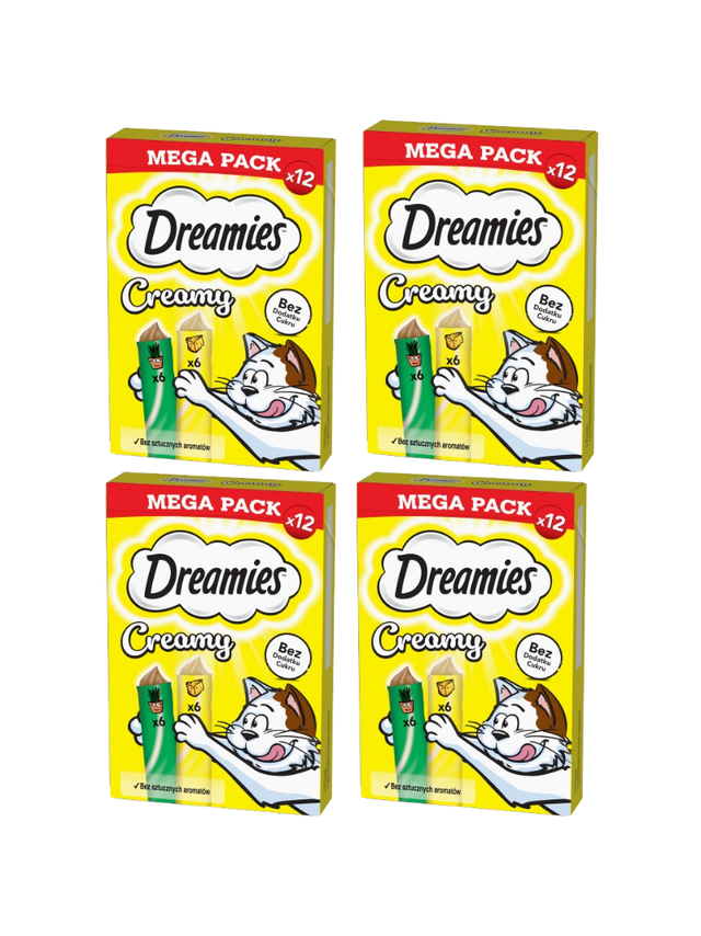 DREAMIES Creamy z serem i z kocimiętką 4x(12x10g)
