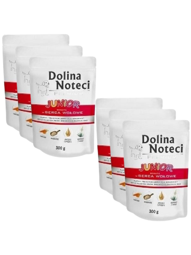 Dolina Noteci PREMIUM Junior bogata w serca wołowe 6 x 300g