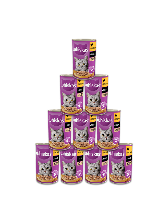 WHISKAS Adult puszka 24x400 g - mokra karma dla dorosłego kota, kawałki z kurczakiem w sosie