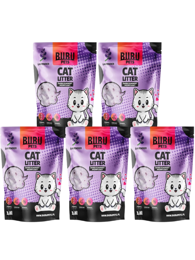 BUBU Pets Żwirek Silikonowy Niezbrylający Micro lavender fioletowy 5x3,8l