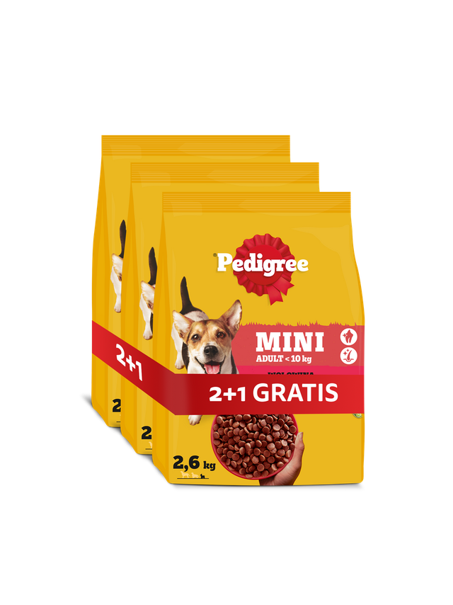 Pedigree Adult Mini dla psów małych ras z wołowiną i warzywami 3x2,6 kg