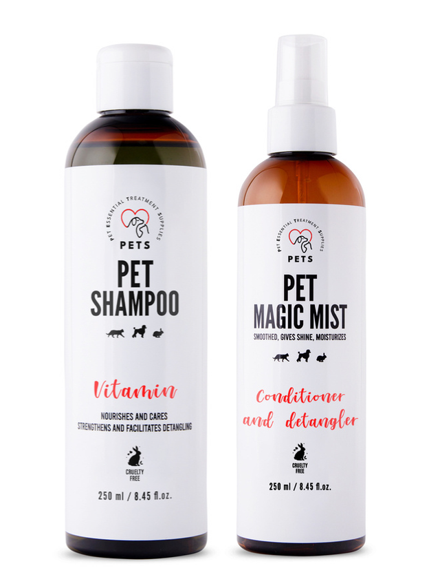 PET Shampoo Vitamin_Szampon Witaminowy 250ml Odżywczy i pielęgnujący + Pet Magic Mist - Magiczna Mgiełka do Sierści 250ml Łatwe