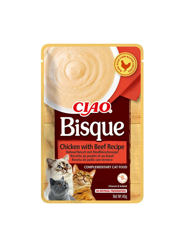 INABA  Cat Ciao Bisque - karma uzupełniająca dla kota o smaku kurczaka i wołowiny 40g