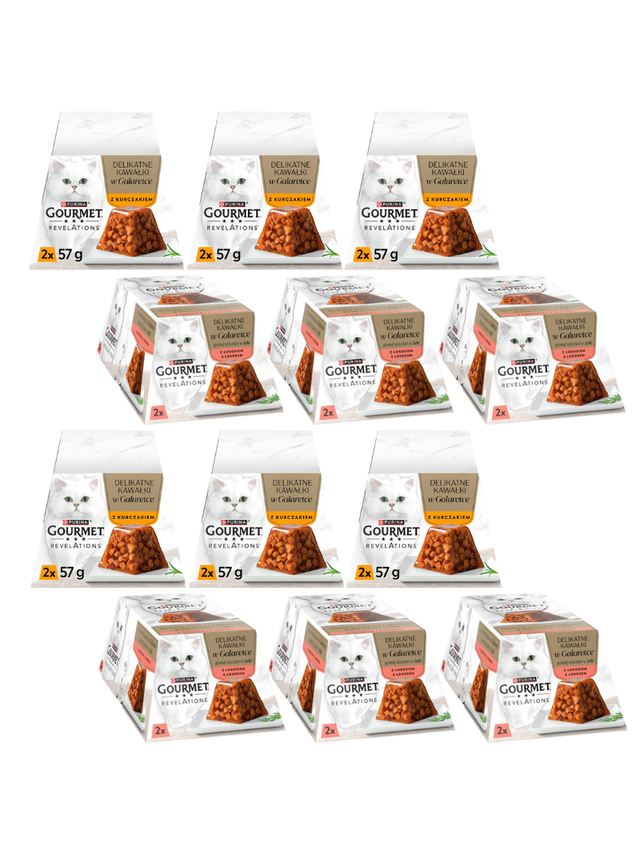 GOURMET Revelations Delikatne Kawałki w Galaretce Mix Smaków 12x(2x57g)