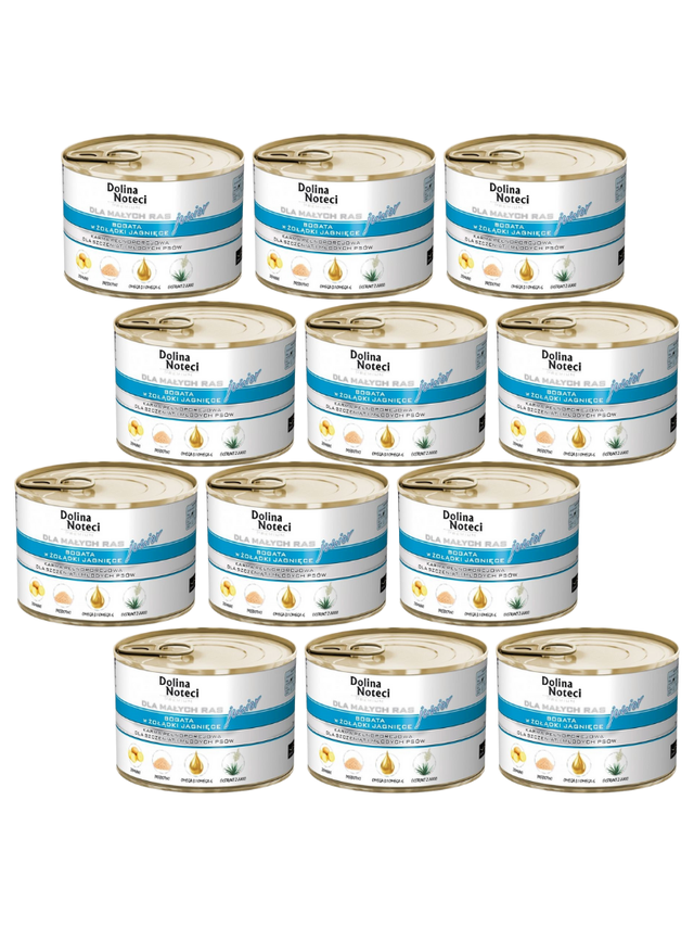 Dolina Noteci PREMIUM dla psów małych ras JUNIOR bogata w żołądki jagnięce 12x185 g