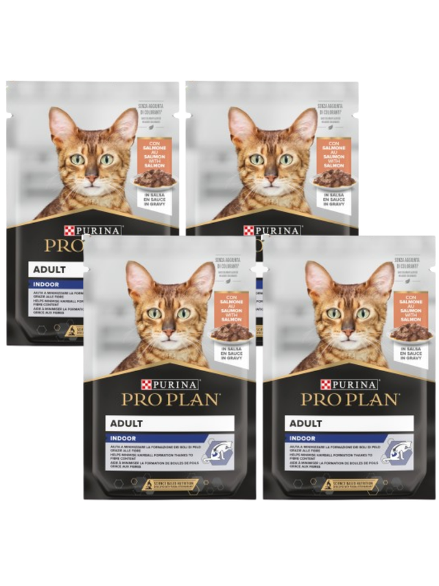 Purina Pro Plan Indoor Adult z łososiem dla kotów 4x85g