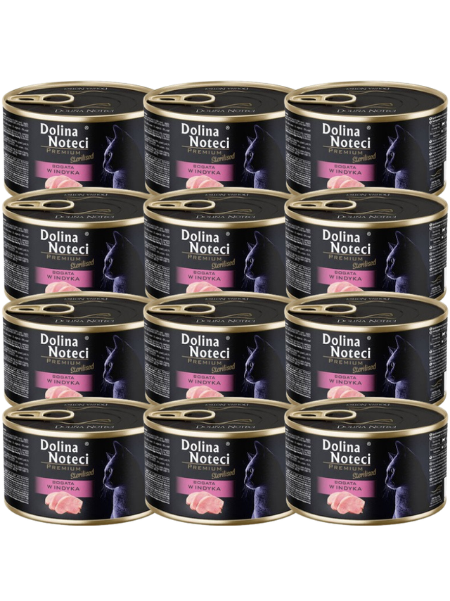 DOLINA NOTECI Premium Sterilised dla kota bogata w indyka 12x185g