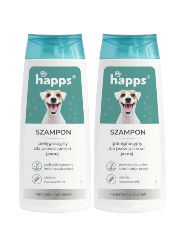 HAPPS - szampon pielęgnacyjny dla psów o sierści jasnej 200ml (2 opakowania)