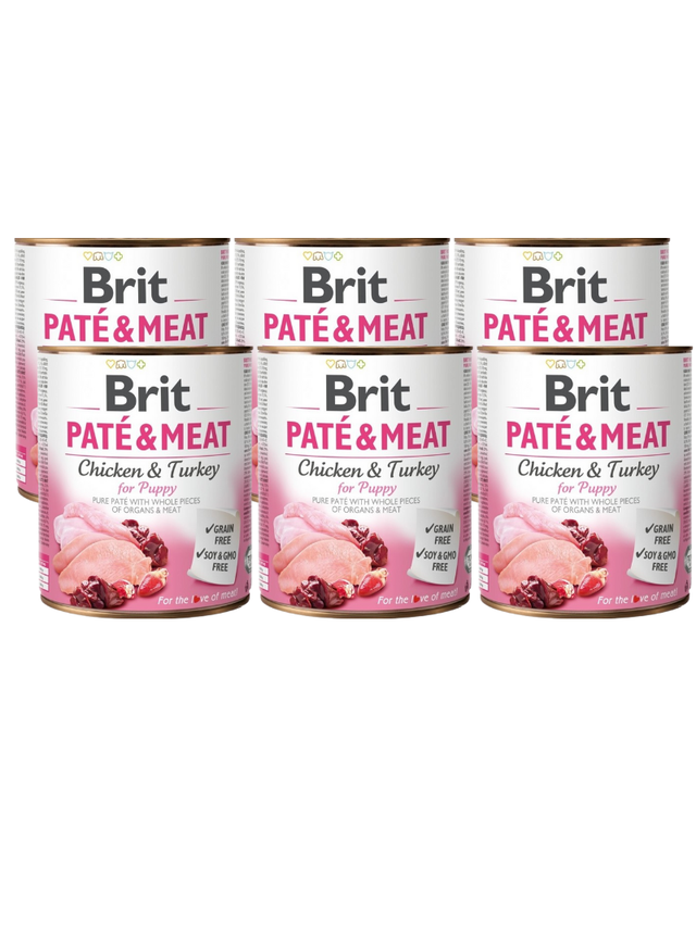 BRIT PATÉ&MEAT CHICKEN&TURKEY FOR PUPPY 6x800g