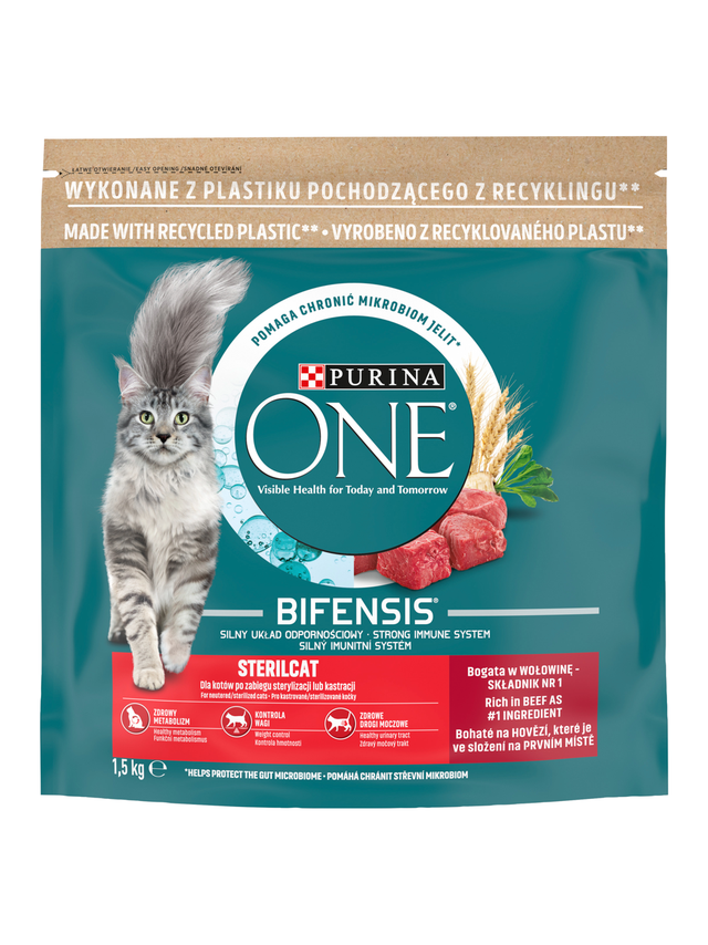 Purina One Cat Sterilcat Karma z wołowiną dla kota 1,5kg