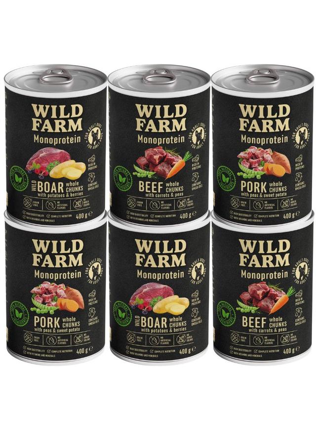 WILD FARM Monoprotein Mix Smaków 6x400g hipoalergiczna karma dla psa