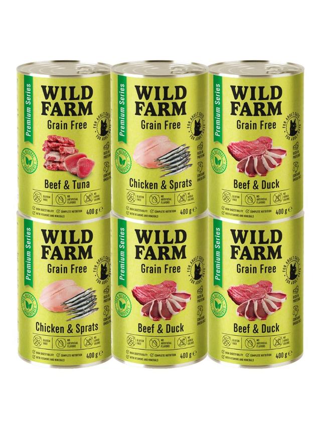 WILD FARM Premium Grain Free Mix Smaków 6x400g  - bezzbożowa karma dla kota