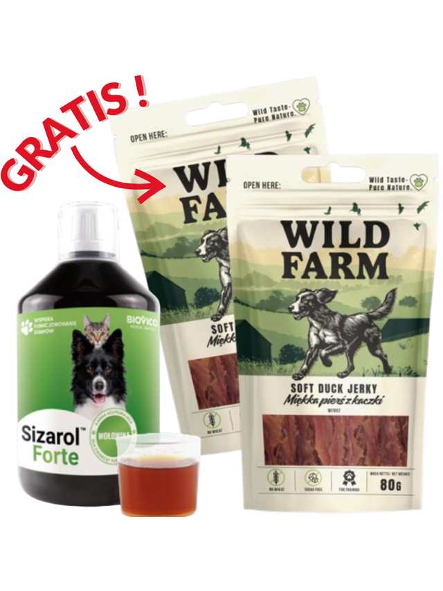 BIOVICO Sizarol Forte 250 ml+ GRATIS WILD FARM miękka pierś z kaczki 2x80g