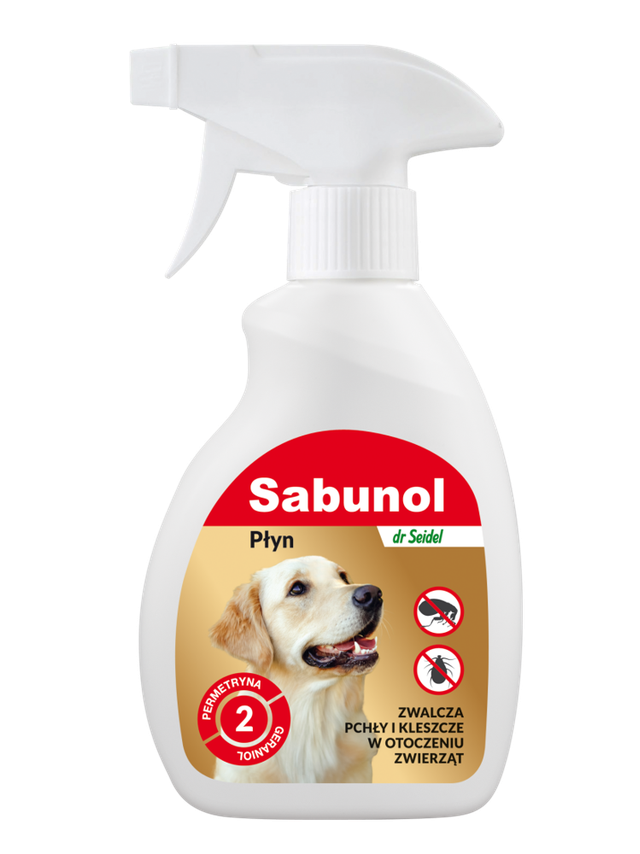 SABUNOL- Płyn do zwalczania pcheł w otoczeniu zwierząt 250ml+ Cestal Dog Plus tabletki na odrobaczanie psów 2 sztuki