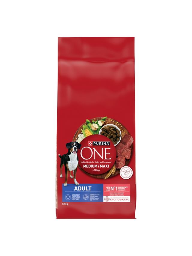 PURINA ONE Adult Medium/Maxi Karma dla dorosłych psów bogata w wołowinę z ryżem 12 kg