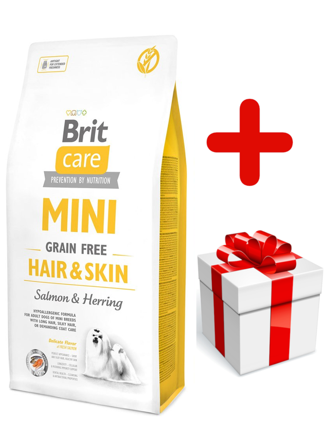 BRIT CARE Mini Grain-Free Hair&Skin 7kg + niespodzianka dla psa GRATIS!