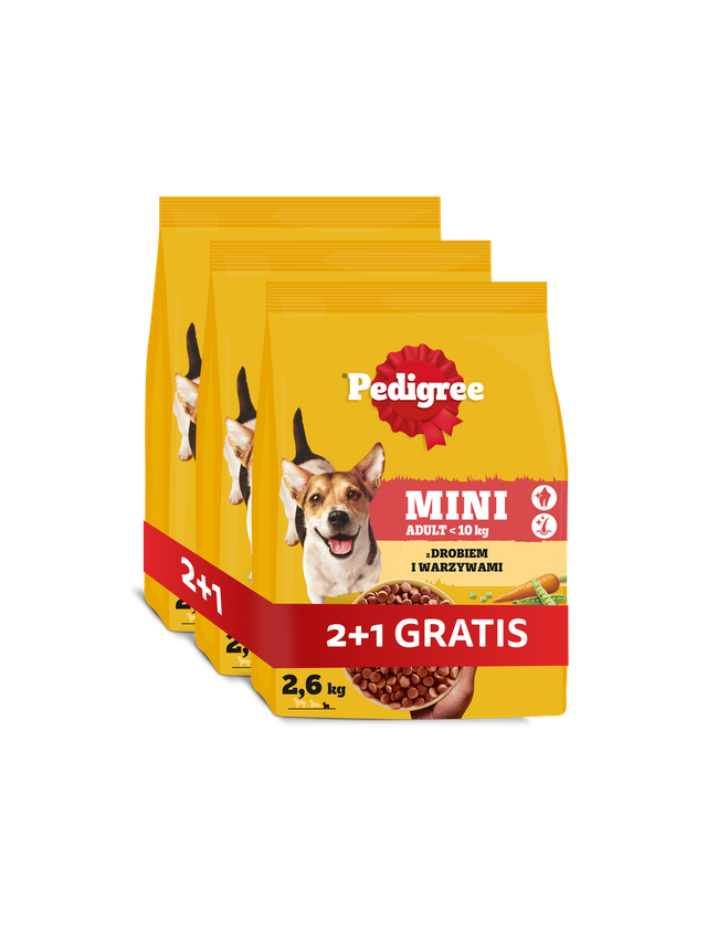 PEDIGREE Adult 3x2,6kg (małe rasy) - sucha karma dla psów z kurczakiem i warzywami