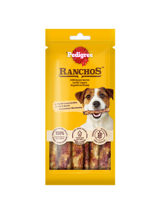 PEDIGREE - Ranchos Gryzaki na Dłużej 40 g – przysmaki dla psa, bogate w kurczaka, z marchewką