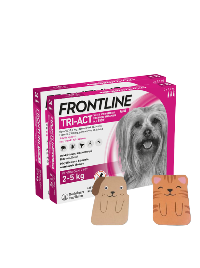 FRONTLINE Tri-Act  XS 2-5kg (pipeta 3 x 0,5ml) X2+ Zakładka magnetyczna GRATIS!