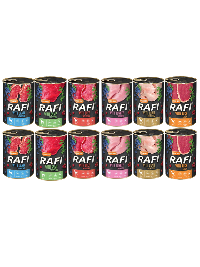 DOLINA NOTECI Rafi dla psa mix smaków 12x400g