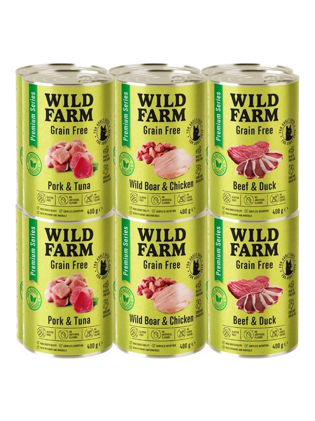 WILD FARM Premium Grain Free Mix smaków 12x400g  - bezzbożowa karma dla kota