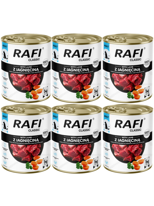 DOLINA NOTECI Mokra karma dla psa Rafi Classic z jagnięciną 6x800 g