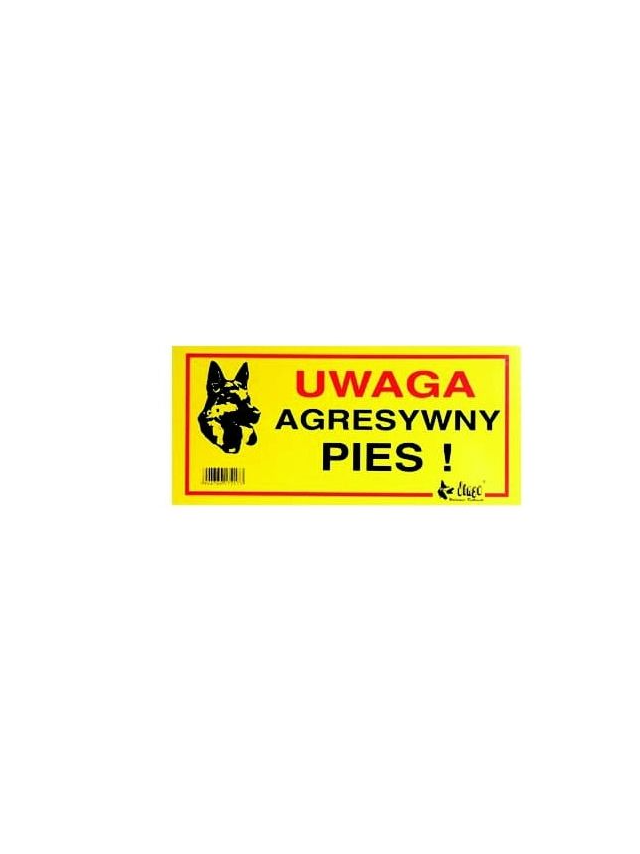 DINGO tabliczka ostrzegawcza "UWAGA AGRESYWNY PIES"