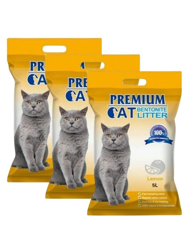 Premium Cat Żwirek Bentonitowy Zbrylający - Cytrynowy dla kota 3x5L