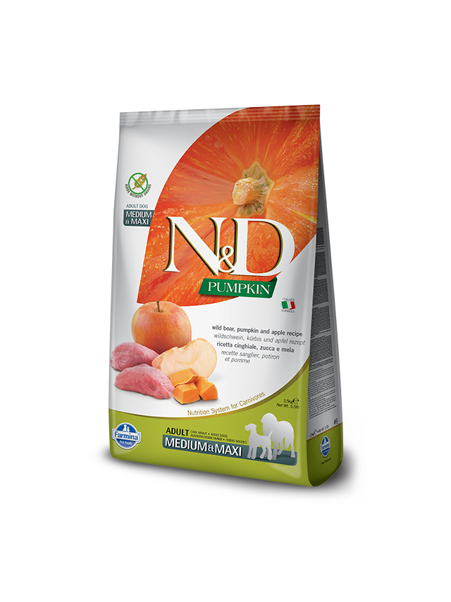 Farmina N&D Pumpkin Grain Free canine BOAR AND APPLE ADULT MEDIUM & MAXI 12kg